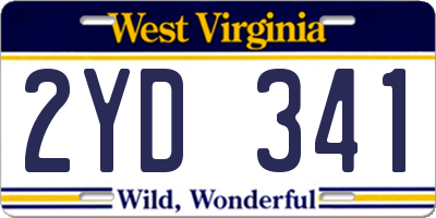 WV license plate 2YD341