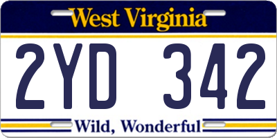WV license plate 2YD342