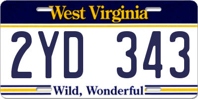WV license plate 2YD343