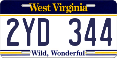 WV license plate 2YD344