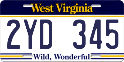 WV license plate 2YD345