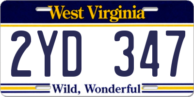 WV license plate 2YD347