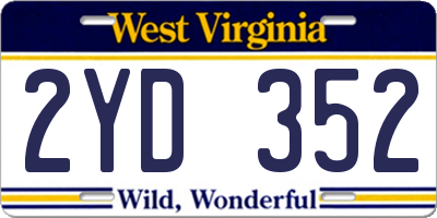 WV license plate 2YD352