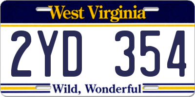 WV license plate 2YD354