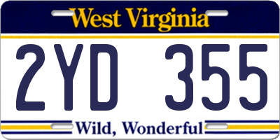 WV license plate 2YD355