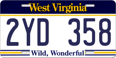WV license plate 2YD358