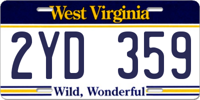 WV license plate 2YD359