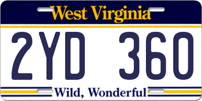 WV license plate 2YD360