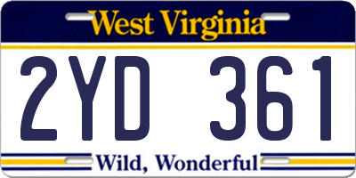 WV license plate 2YD361