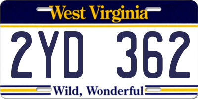 WV license plate 2YD362