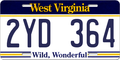 WV license plate 2YD364