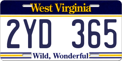 WV license plate 2YD365