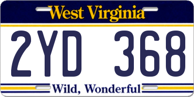 WV license plate 2YD368