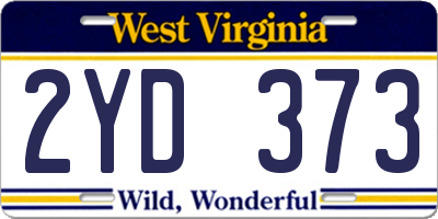 WV license plate 2YD373