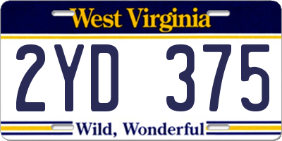 WV license plate 2YD375