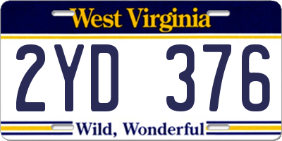 WV license plate 2YD376