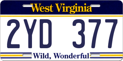 WV license plate 2YD377