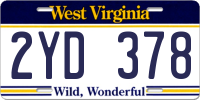 WV license plate 2YD378