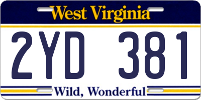 WV license plate 2YD381