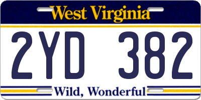 WV license plate 2YD382