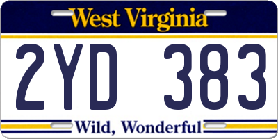 WV license plate 2YD383