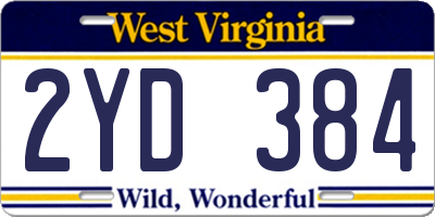 WV license plate 2YD384