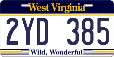 WV license plate 2YD385