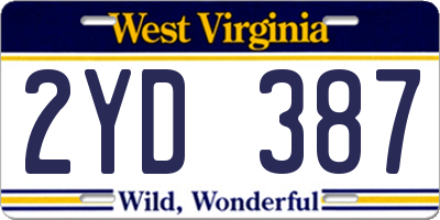 WV license plate 2YD387