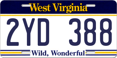 WV license plate 2YD388