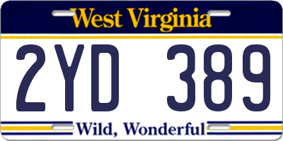 WV license plate 2YD389