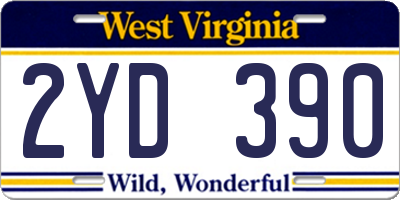 WV license plate 2YD390