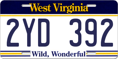 WV license plate 2YD392