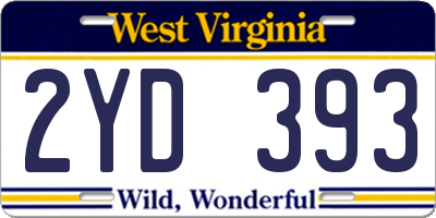 WV license plate 2YD393