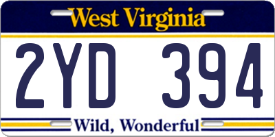 WV license plate 2YD394