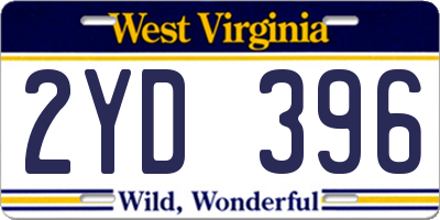 WV license plate 2YD396