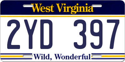 WV license plate 2YD397