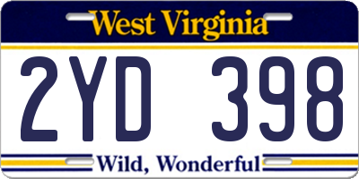 WV license plate 2YD398