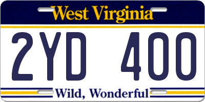 WV license plate 2YD400