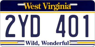 WV license plate 2YD401