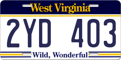 WV license plate 2YD403