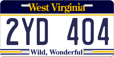 WV license plate 2YD404
