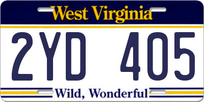 WV license plate 2YD405