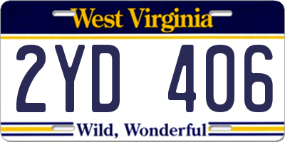 WV license plate 2YD406