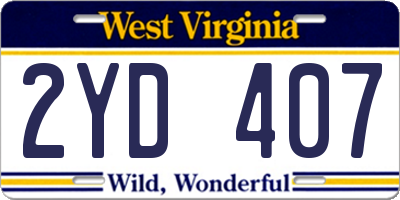 WV license plate 2YD407
