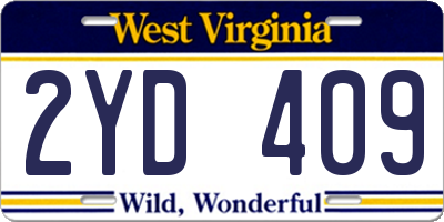 WV license plate 2YD409