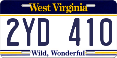 WV license plate 2YD410