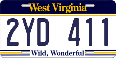 WV license plate 2YD411