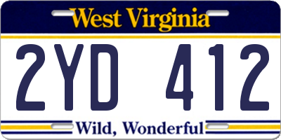 WV license plate 2YD412