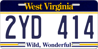 WV license plate 2YD414