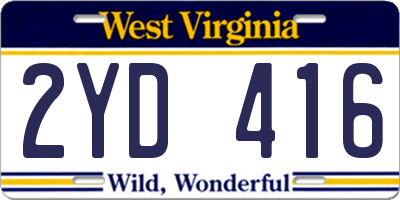 WV license plate 2YD416
